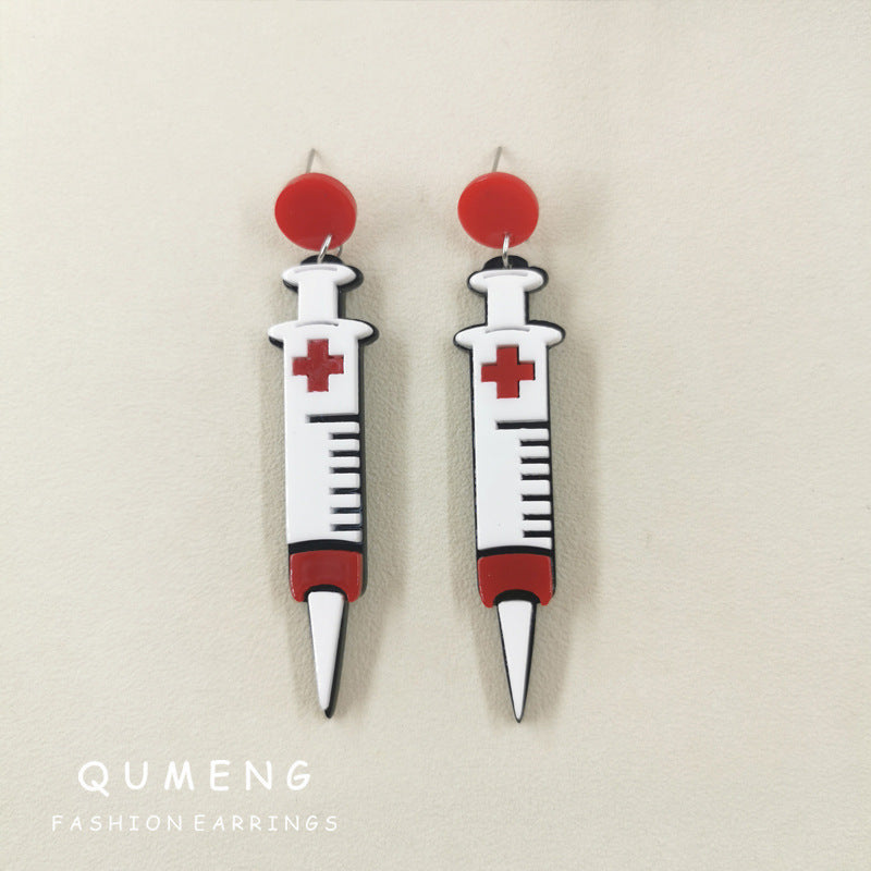 Acrylic simulation needle barrel earrings (Minimo de Compra 2) MYA-QingM031