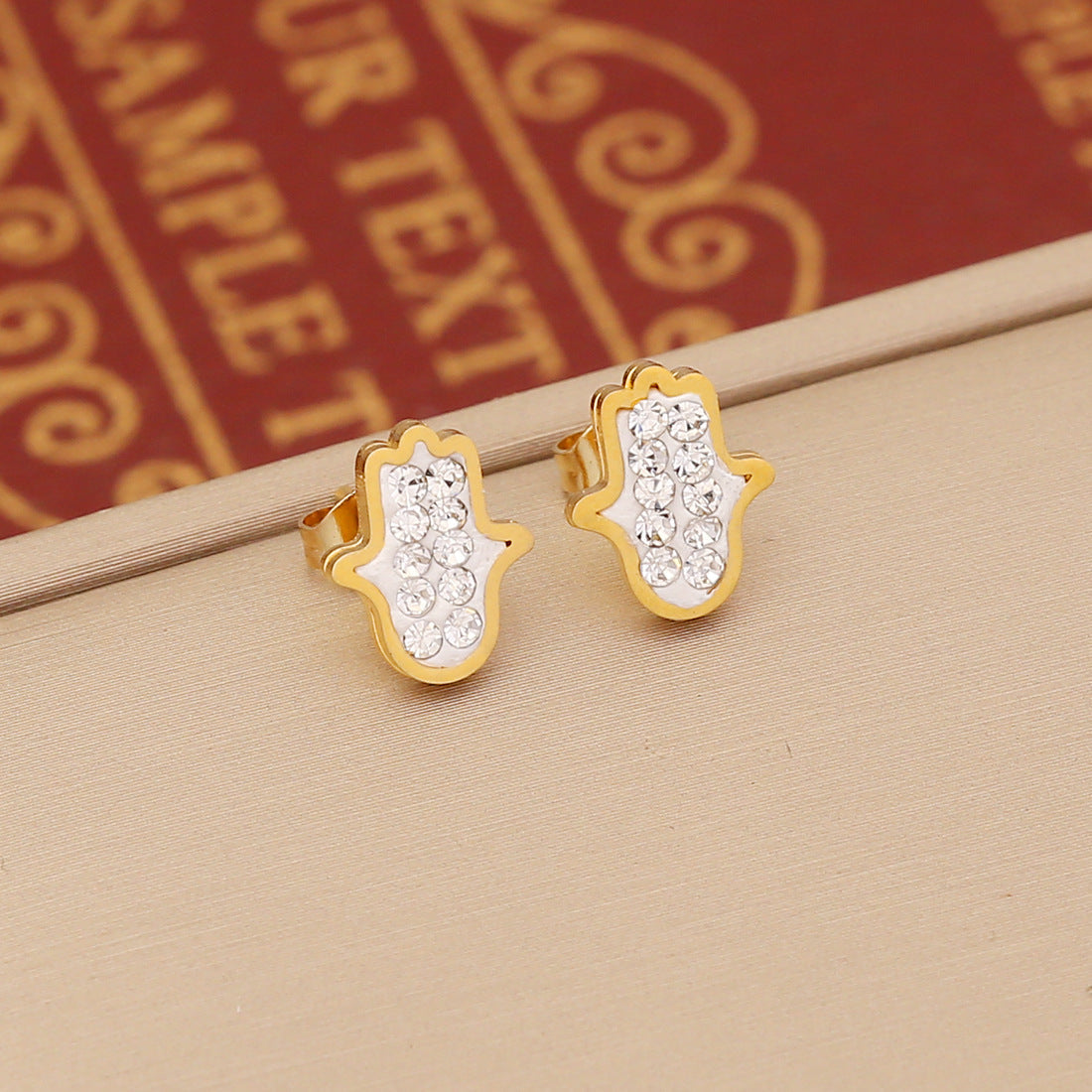 Stainless Steel Full Diamond Heart Earrings