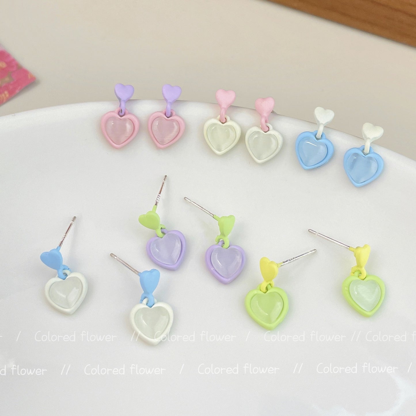 Acrylic Love Cat Eye Stone Earrings (Minimo de Compra 2) MIC-ShuangX021