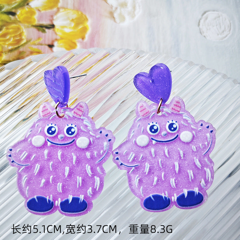 Alloy fine powder small monster earrings MIC-FanX018