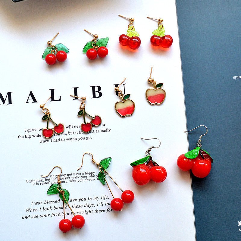 Acrylic Fruit Cherry Earrings MIC-XieN066