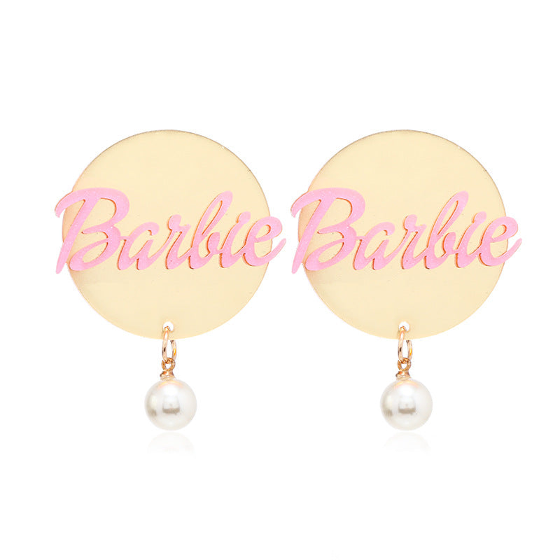 Acrylic circular three-dimensional letter earrings (Minimo de Compra 3) MIC-HaoC002