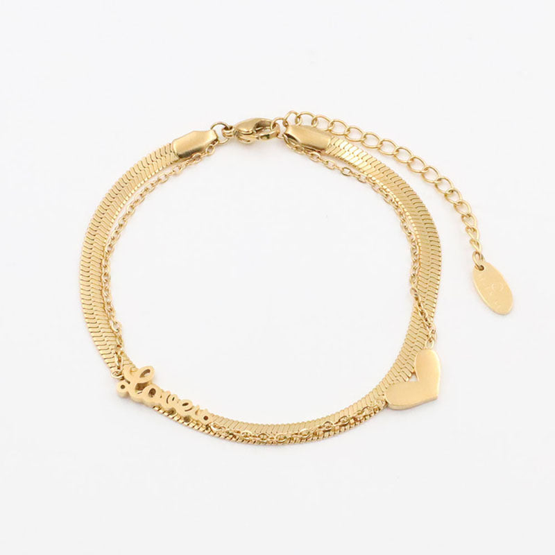 Stainless steel gold-plated letter heart bracelet MYA-XuanJ017