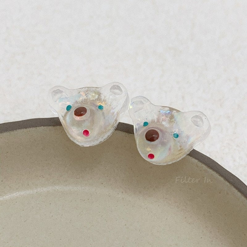 Resin colored bear head earrings MIC-YiJ014