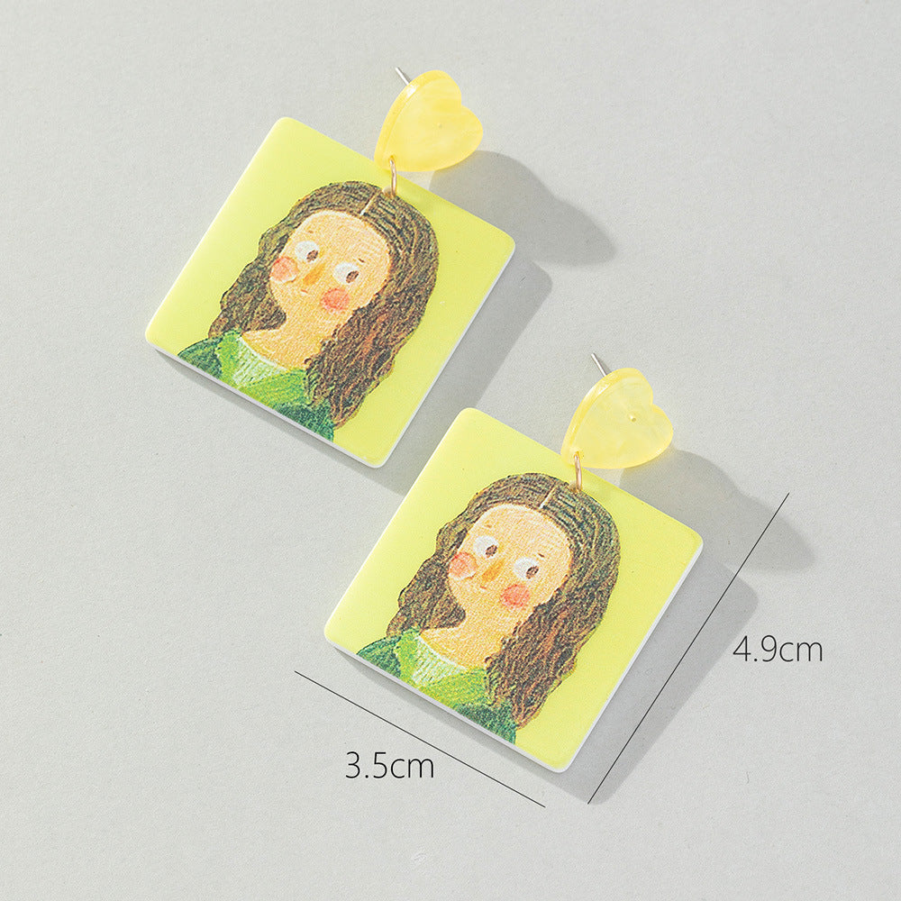 Acrylic oil painting style famous painting earrings (Minimo de Compra 2) MIC-BeiQ003