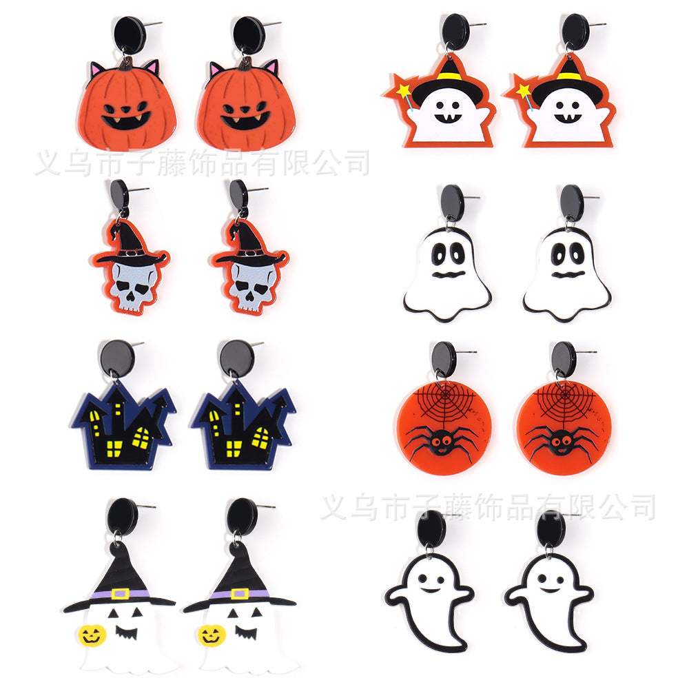 Acrylic Pumpkin Ghost Hole Earrings (Minimo de Compra 2) MIC-ZiT001