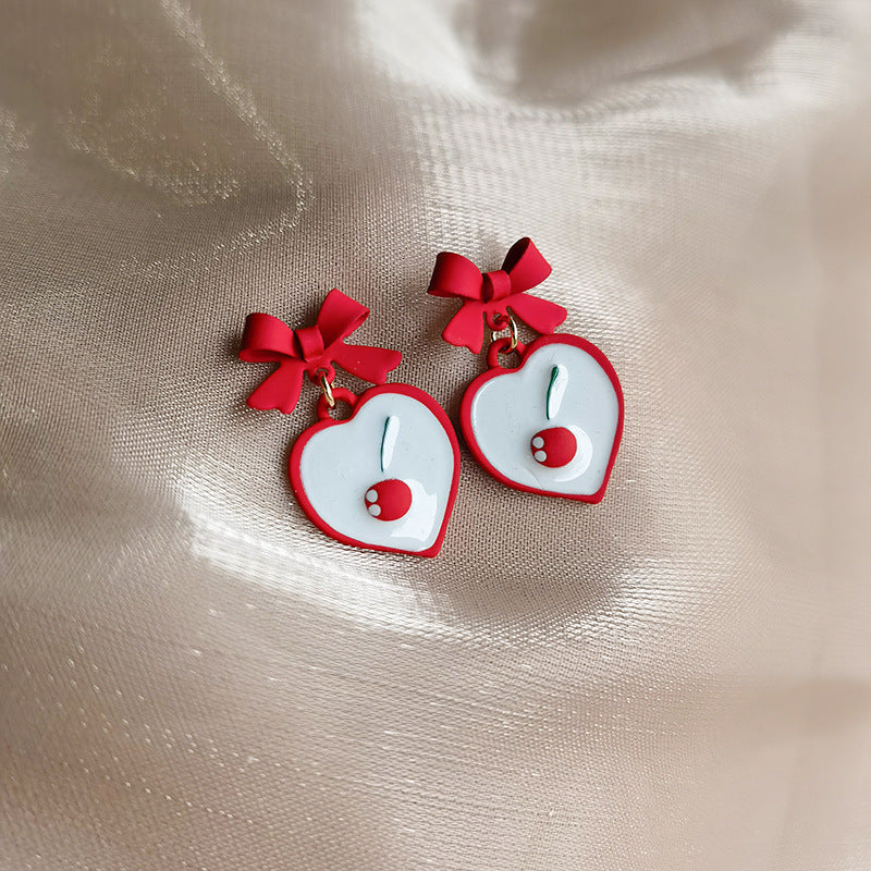 Acrylic Red Cherry Heart Earrings MYA-JiuY045