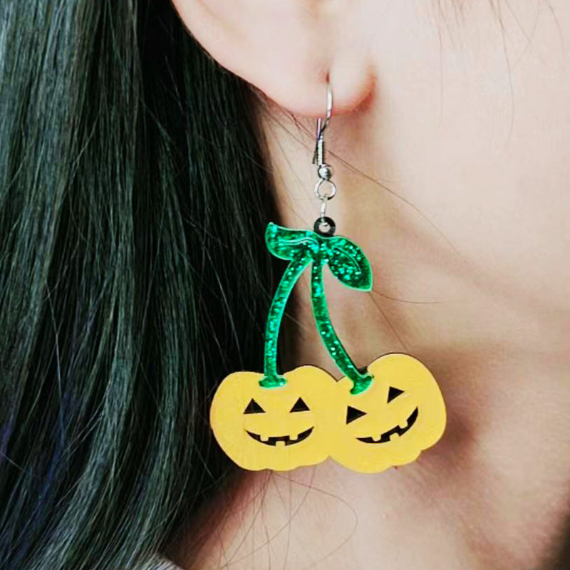 Acrylic Halloween Pumpkin earrings (Minimo de Compra 2) MYA-DuA031