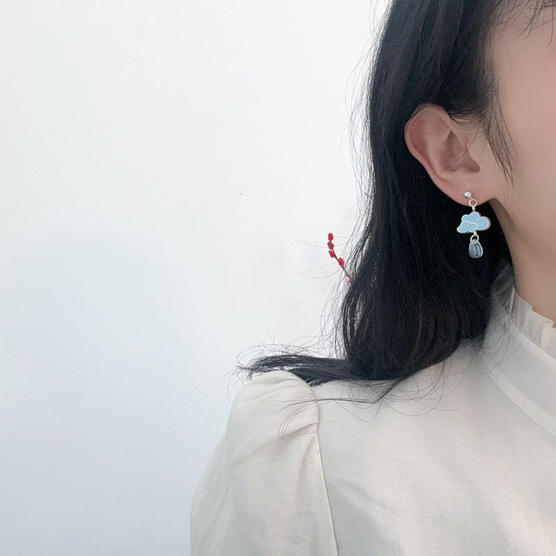 Alloy Blue Sky White Cloud Water Drop Earrings (Minimo de Compra 5) MIC-JiuY061