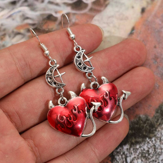 Acrylic Punk Red Heart Earrings MIC-LingX004