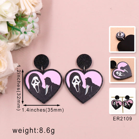 Acrylic Halloween Love Ghost Earrings (Minimo de compra 5) MIC-XiaoY048