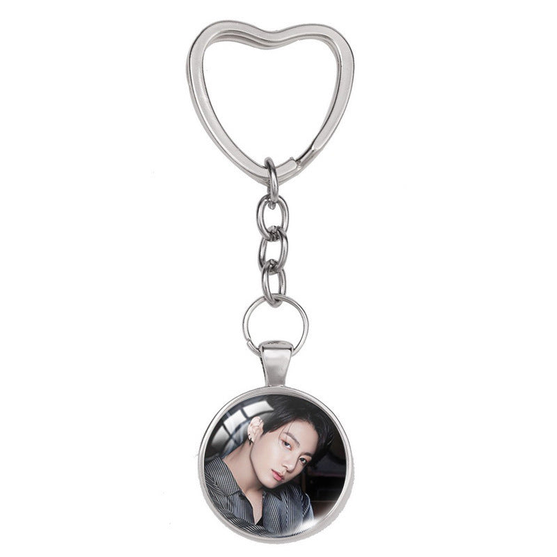 Alloy Time Gem Heart shaped Keychain MIC-XiangL040