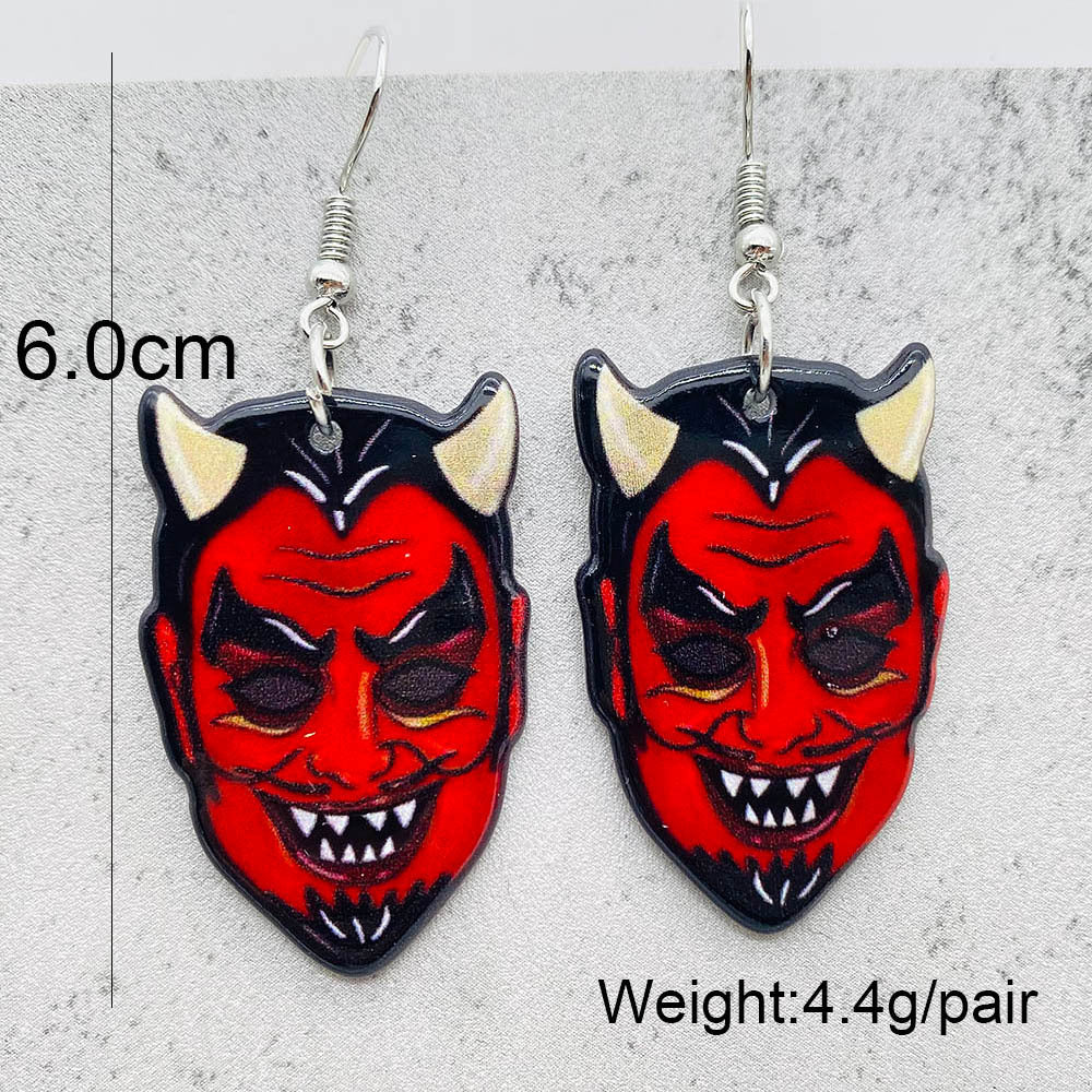 Acrylic Halloween Scary Skull Earrings (Minimo de Compra 2) MIC-ChenY025