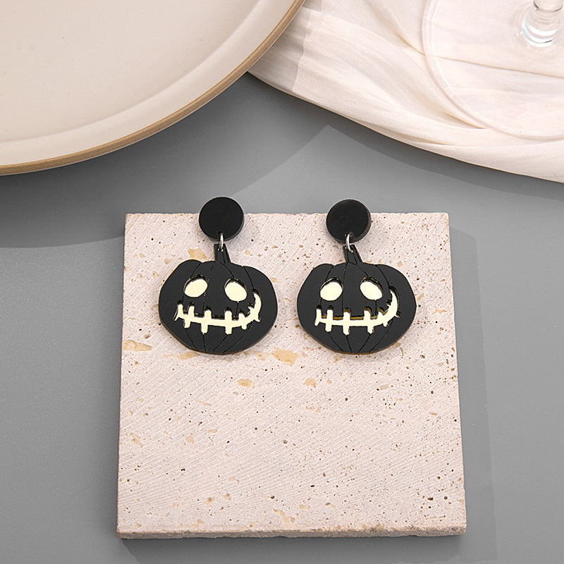 Acrylic Halloween Bat Spider Castle Earrings MIC-MDD041