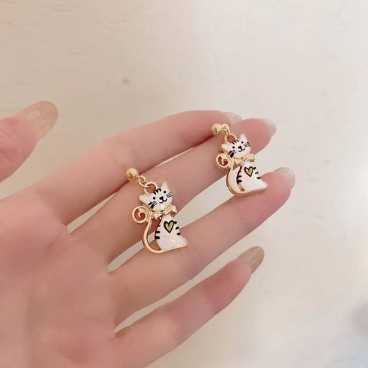 Earrings Alloy Enamel Cute Kitten AiMei016