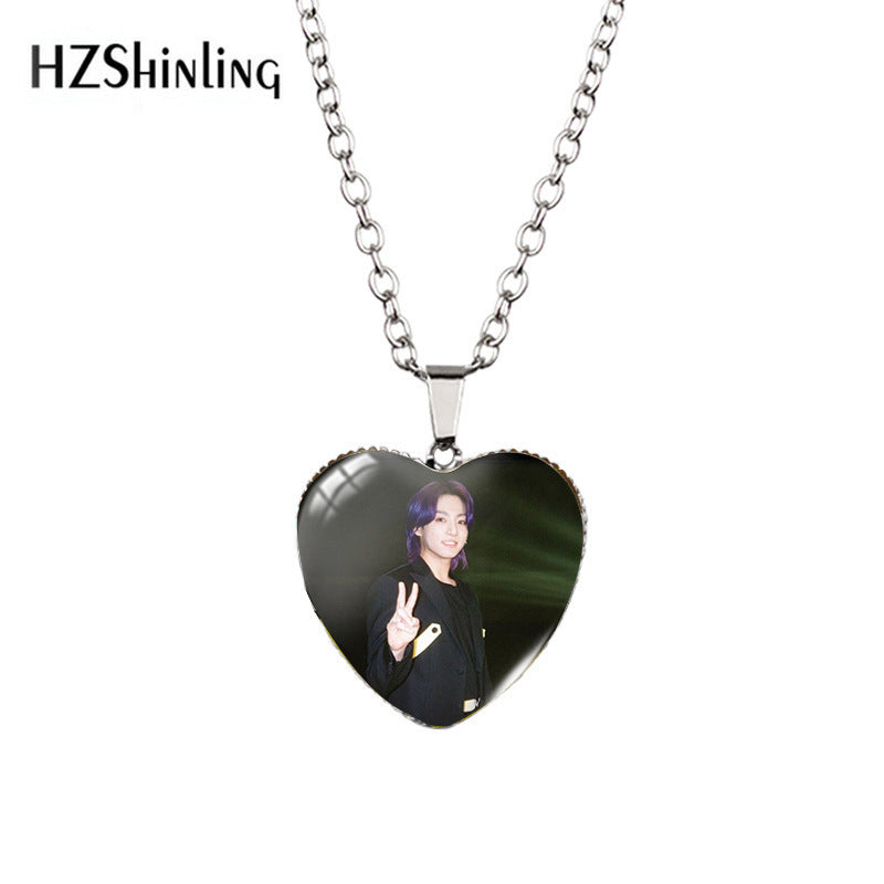 Alloy Time Gem Heart Necklace MYA-XiangL026