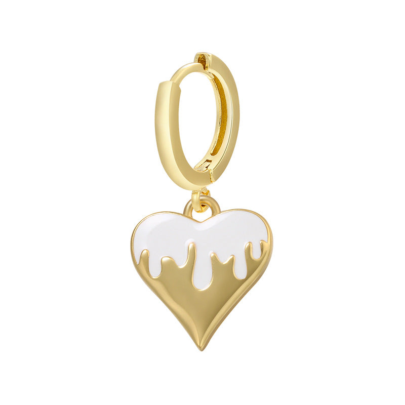 Alloy Peach Heart Oil Dropping Earrings (Minimo de Compra 2) MIC-JuC026