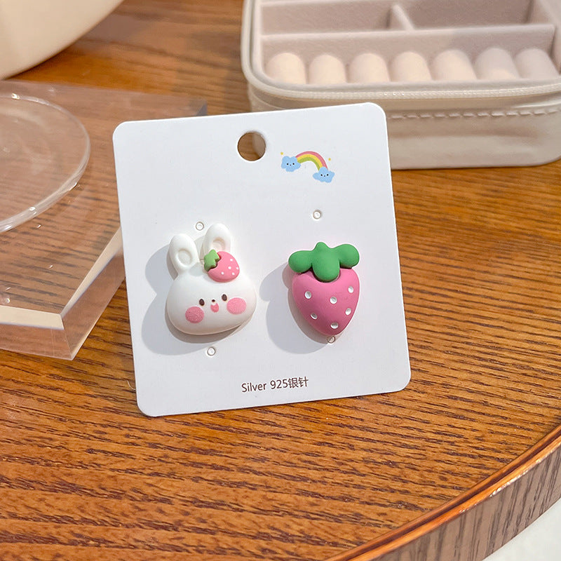 Acrylic candy colored rabbit earrings MYA-HongC023