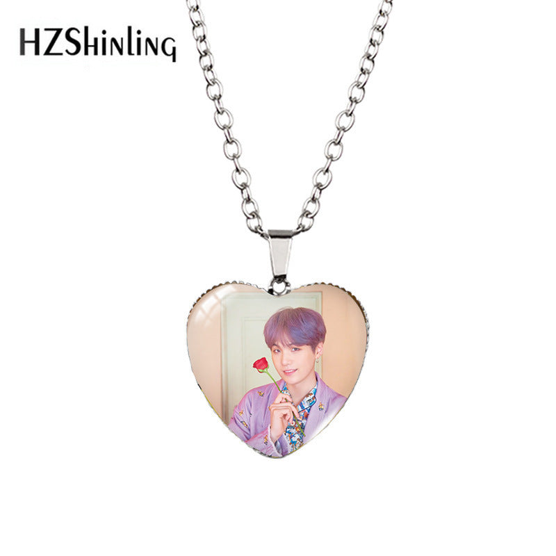 Alloy Time Gem Heart Necklace MIC-XiangL039