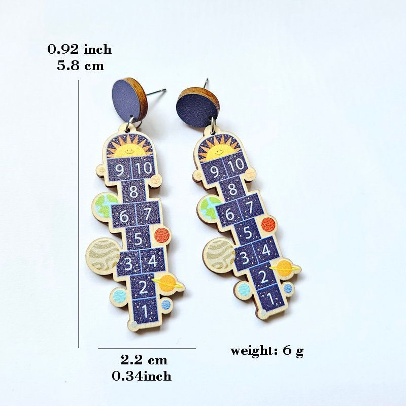 Acrylic Funny Digital Jump Grid Earrings MYA-XueP089