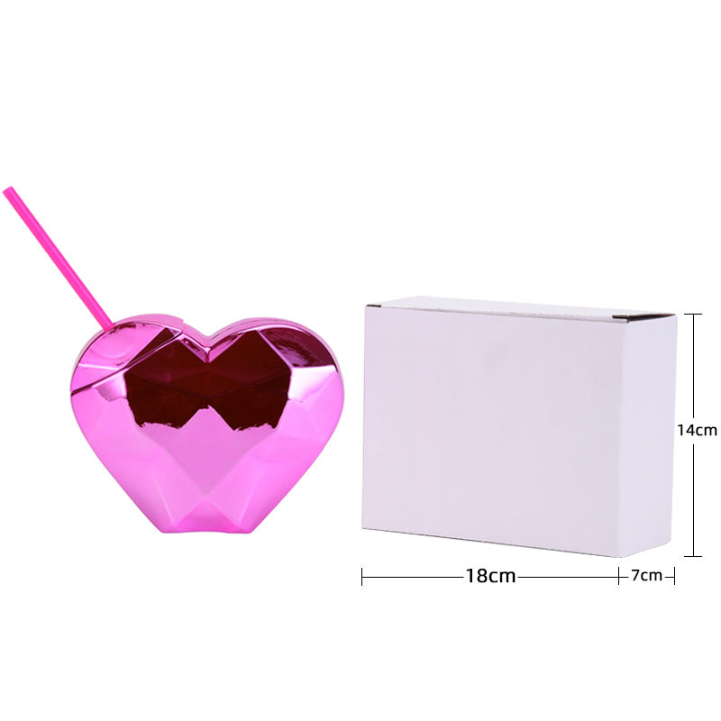 Valentine's Day Creative Heart Shape Plastic Straw Cup MIC-CUP-MaiG001