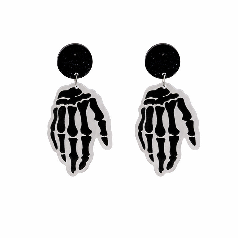 Acrylic Halloween Fun Pumpkin Head Earrings MIC-MDD048