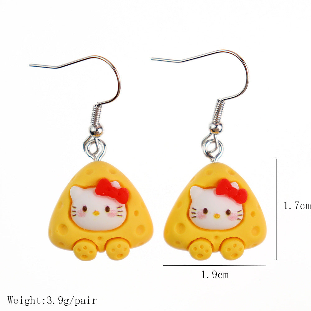 Resin Earrings Cute Cartoon Bear Kitty Kitten (S) niqing026