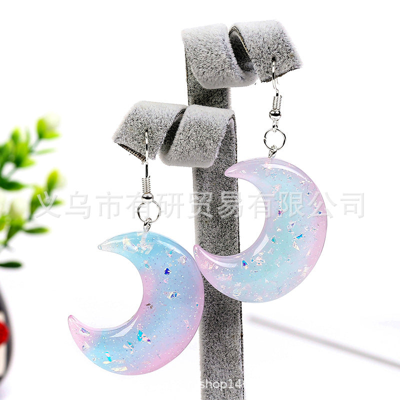 Resin Gradient Moon Earrings (Minimo de Compra 2) MIC-YouY001