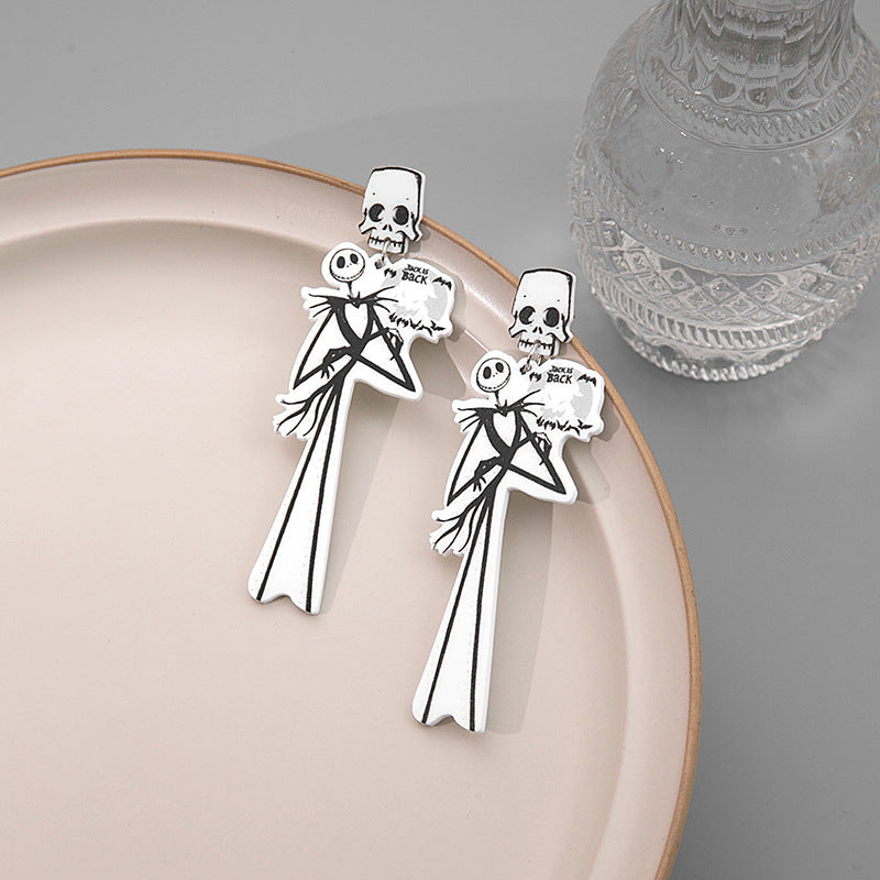 Acrylic Halloween Party Skull Head Earrings MIC-MDD037