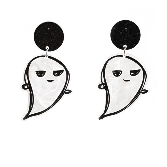 Acrylic Female Ghost Skull Pumpkin Earrings  (Minimo de Compra 2) MIC-MiL004