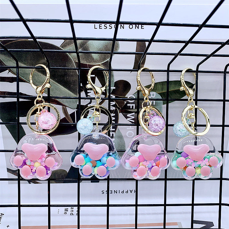 Keychains For Backpacks acrylic sakura cat claw into oil keychain MOQ≥2 DMF011