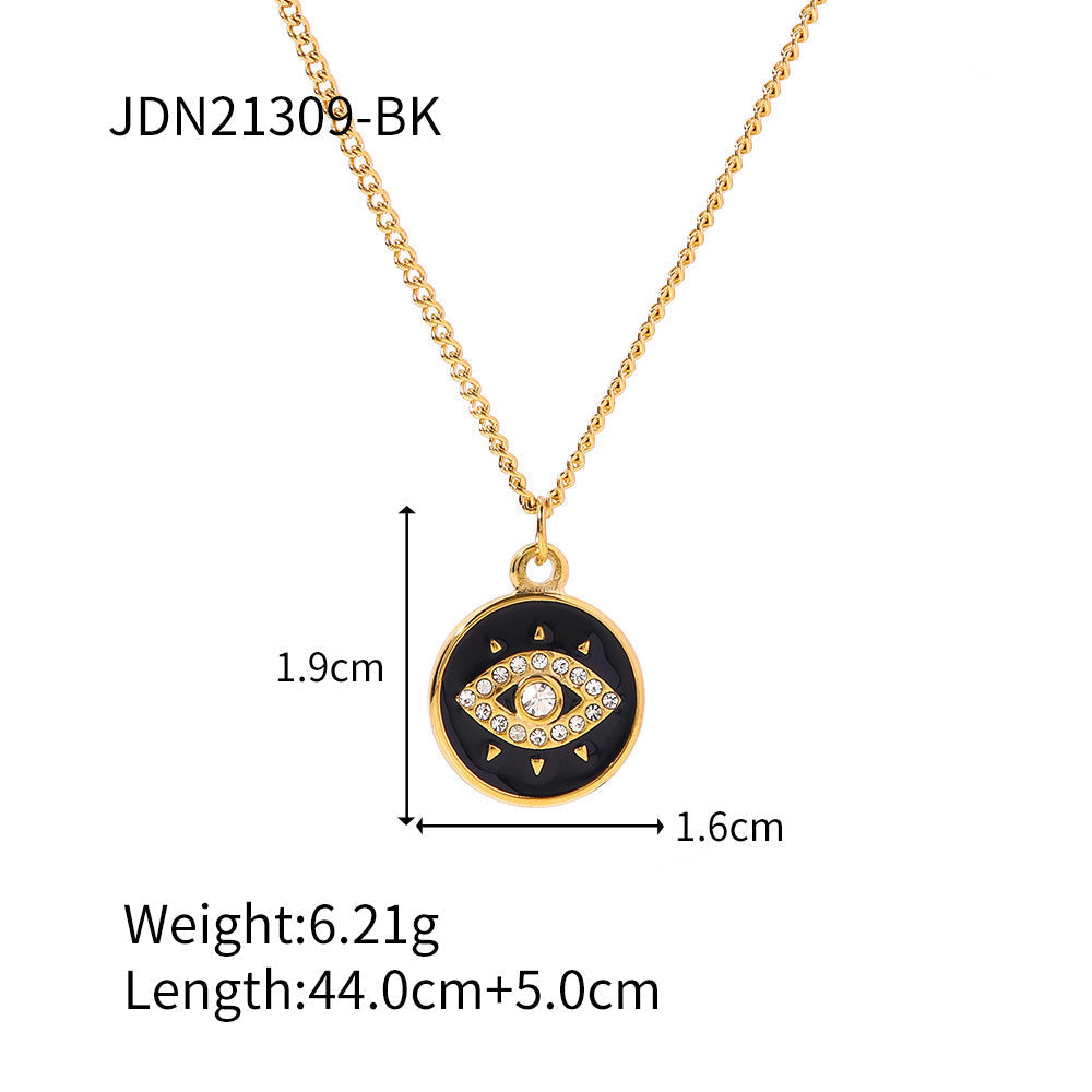 Stainless steel gold-plated devil eye necklace MIC-JieD016