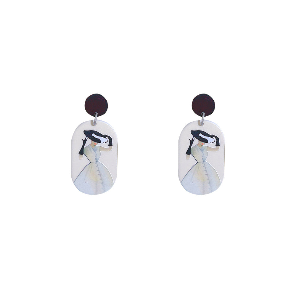 Acrylic Geometry Cat Earrings  (Minimo de Compra 2) MYA-PingH018