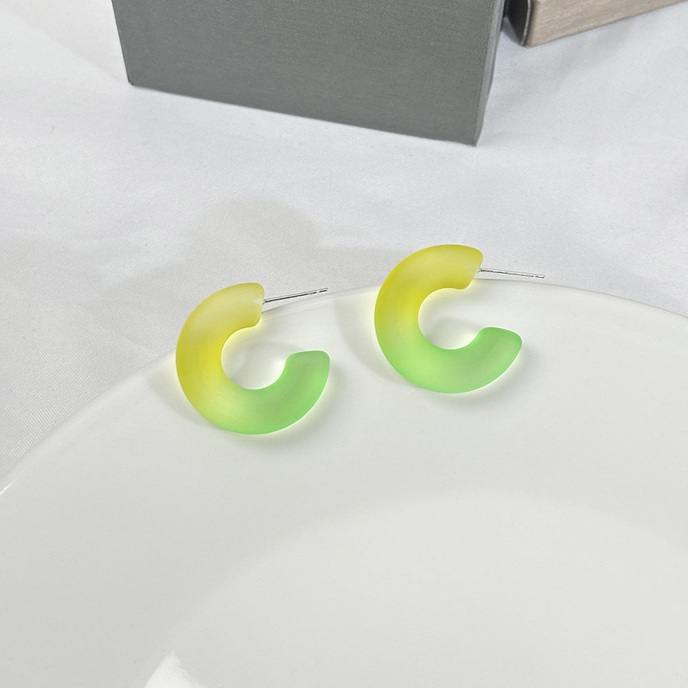 Alloy candy colored frosted C-ring earrings MIC-MDD159