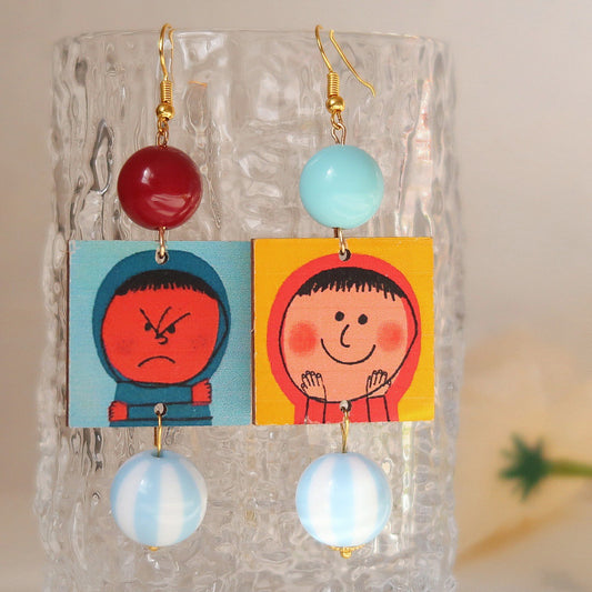 Alloy resin cartoon ugly and cute earrings (Minimo de compra 5) MYA-AoY007