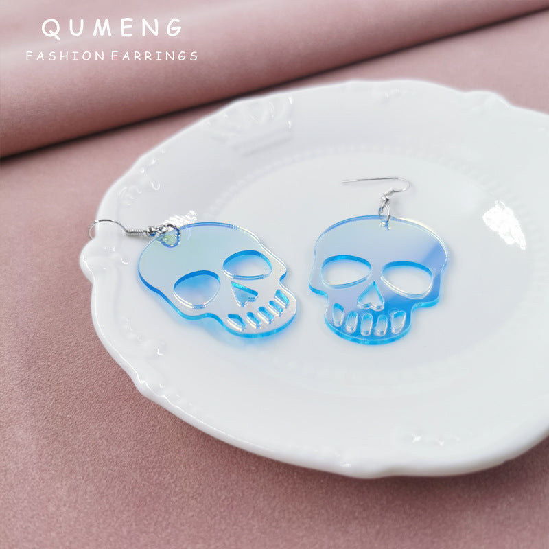 Acrylic transparent skull earrings (Minimo de Compra 2) MIC-QingM036