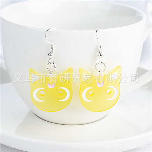 Resin cartoon transparent moon cat earrings (Minimo de Compra 2) MIC-YouY002