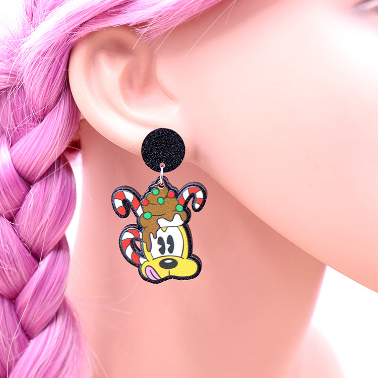 Acrylic Christmas cartoon character earrings (Minimo de compra 5) MIC-XiaoY069