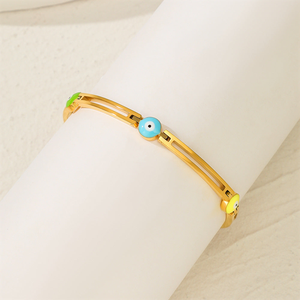 Gold Plated Stainless Steel Eye Bracelet （Minimo de compra 2） MIC-chenH017