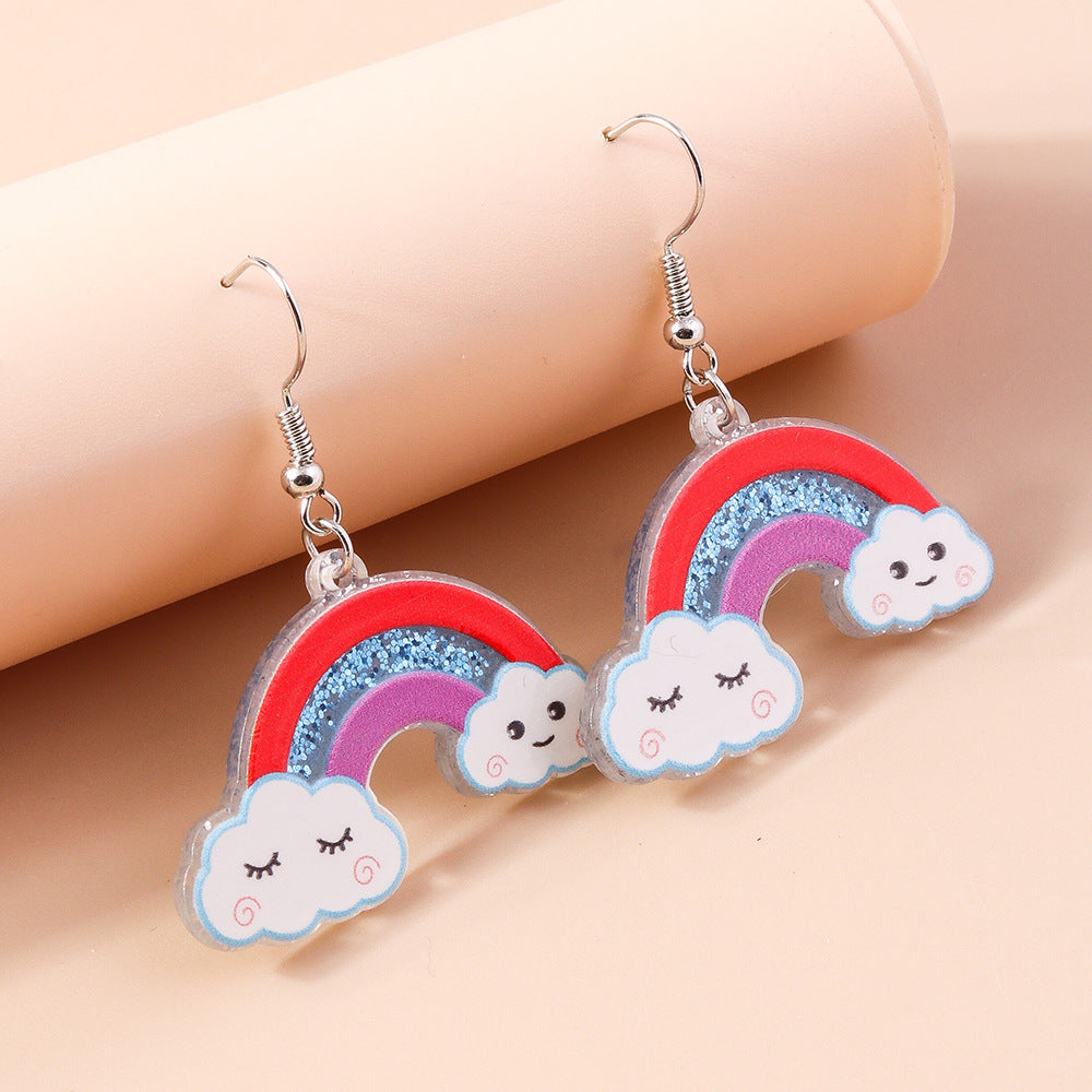 Acrylic Rainbow Cloud Earrings (Minimo de Compra 2) MYA-YueS005