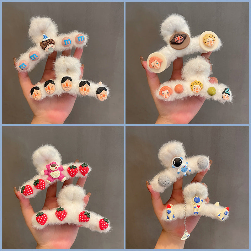 Plush cartoon cute hair clip (Minimo de compra 2) MIC-MiaoD002