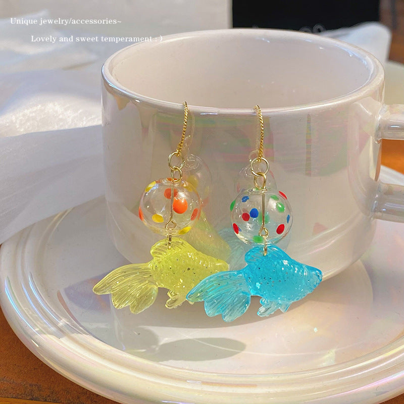 Alloy colored polka dot goldfish earrings (Minimo de compra 3) MIC-GuanY008