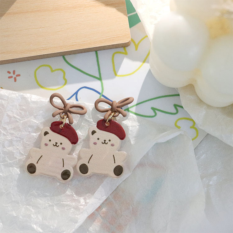 Acrylic Bear Contrast Earrings MIC-QingJ019