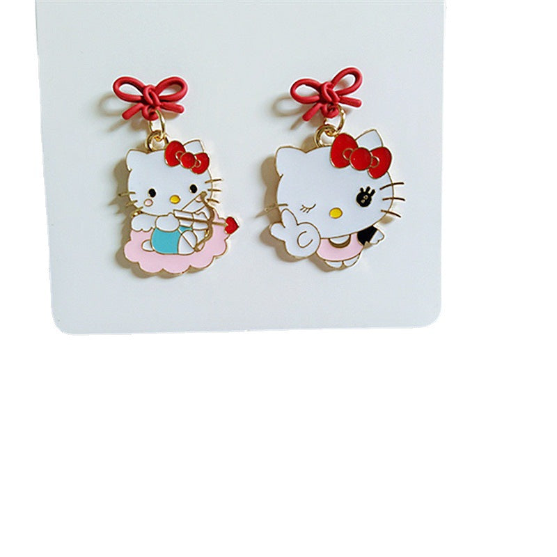 Alloy Anime Cat Asymmetric Earrings (Minimo de compra 2) MYA-AiM006