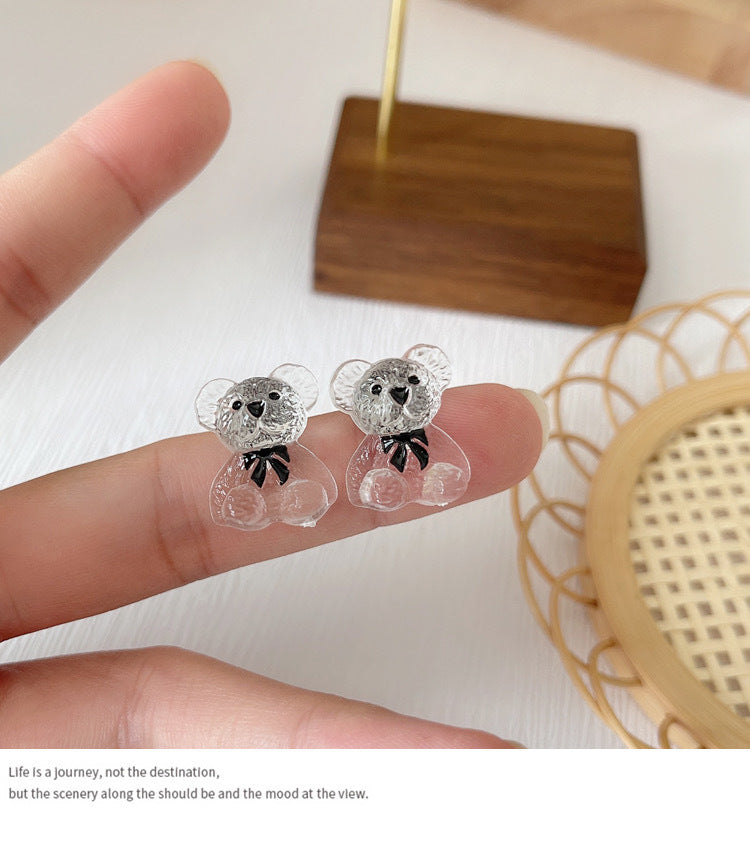 Alloy bow tie giant panda earrings MIC-KaL009