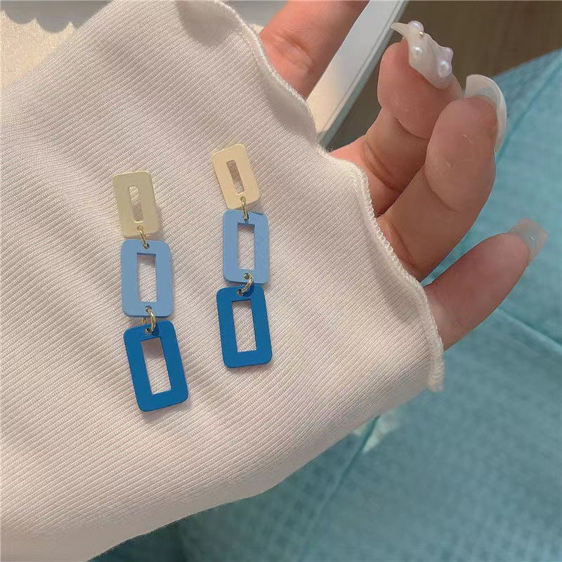 Asymmetric blue alloy earrings MIC-YinXin007