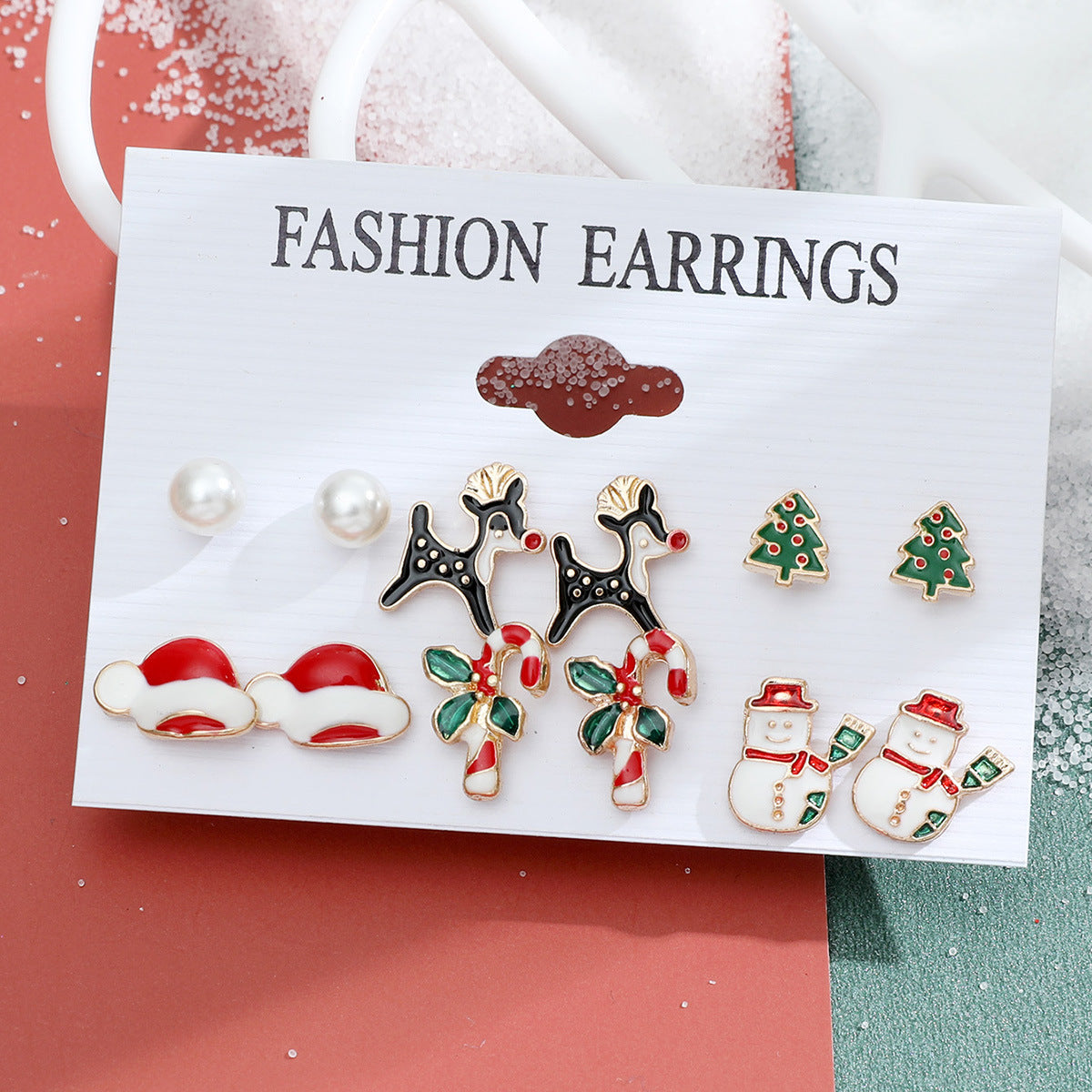 Alloy Christmas Snowman Crutch Earrings (Minimo de Compra 2) MIC-MiaoY096