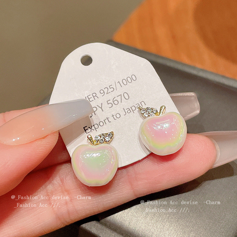 Alloy Diamond Apple Earrings MIC-HuiH003