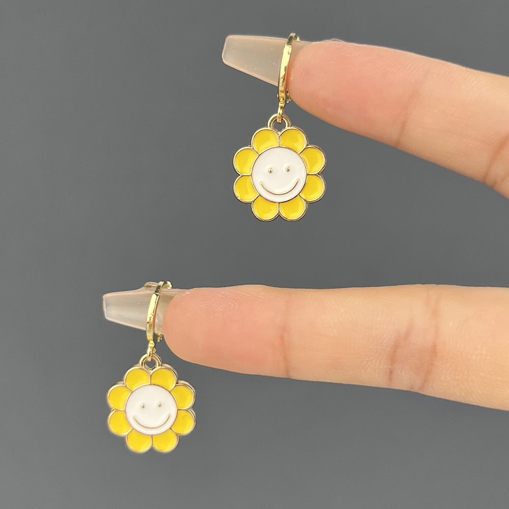 Acrylic Sunflower Earrings (Minimo de compra 2) MIC-YiD034