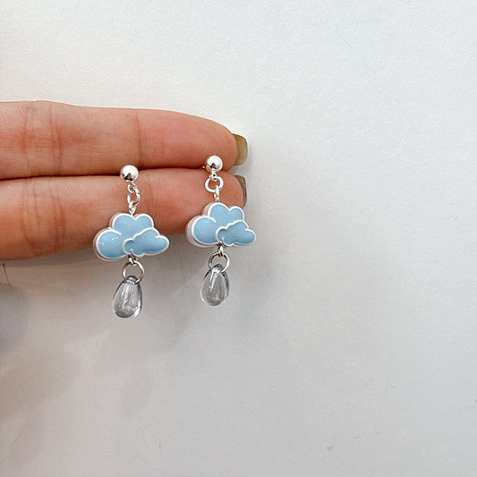 Alloy Blue Sky White Cloud Water Drop Earrings (Minimo de Compra 5) MIC-JiuY061